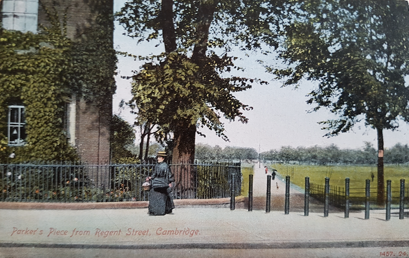 Parker's Piece from Regent Street, corner of University Arms Hotel